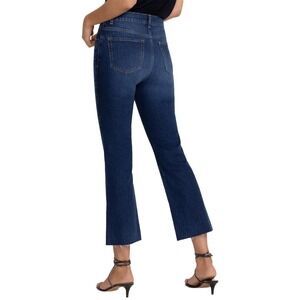 JOHNNY WAS MARSEILLE BABY BOOT JEANS SIZE 31 DARK WASH BOOTCUT CROPPED RAW HEM